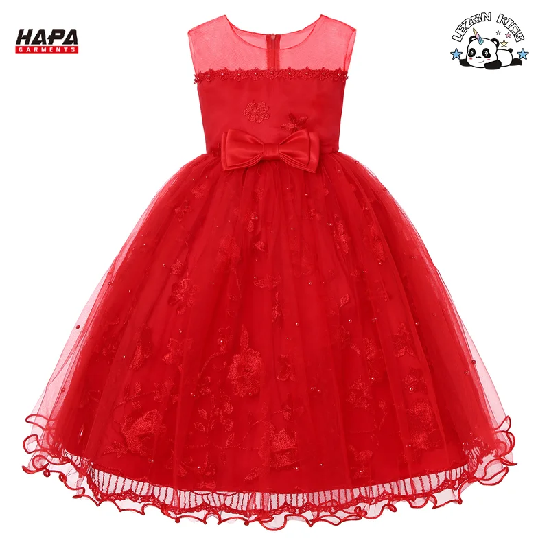 LEZONKIDS - Color Size Customization Children's Embroidered Mesh Princess Dress Puff  Party Girls Dress